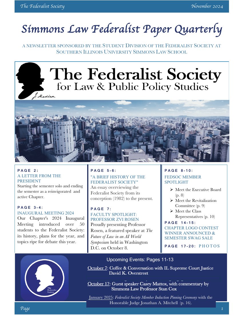 Cover of the Simmons Law Federalist Paper Quarterly, November 2024